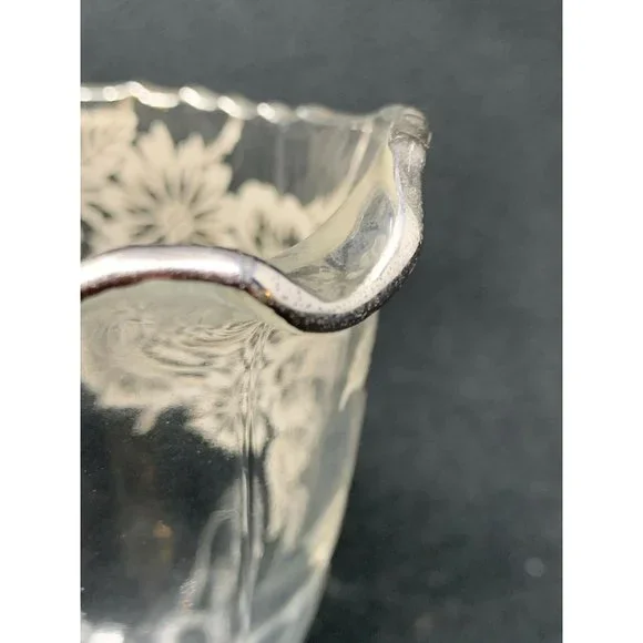 VIKING GLASS #42  Four Toed Open Sugar & Creamer SILVER CITY Springtime Overlay - Picture 8 of 10